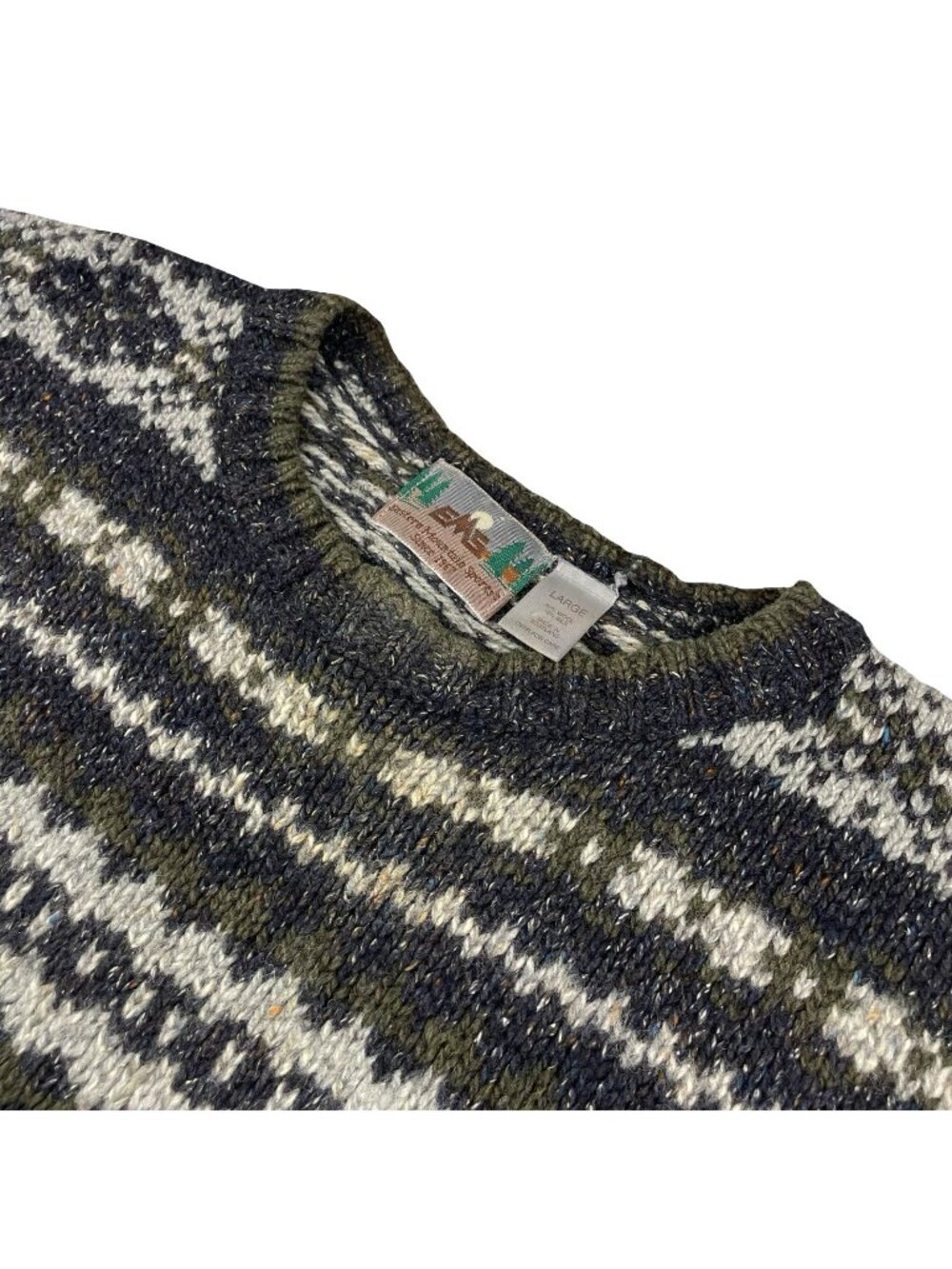 VTG Eastern Mountain Sports Men's Wool/Silk Chunky-Knit Nordic Sweater • Large